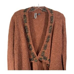 BKE Buckle Rust waterfall Short Cardigan Long Sleeve size M